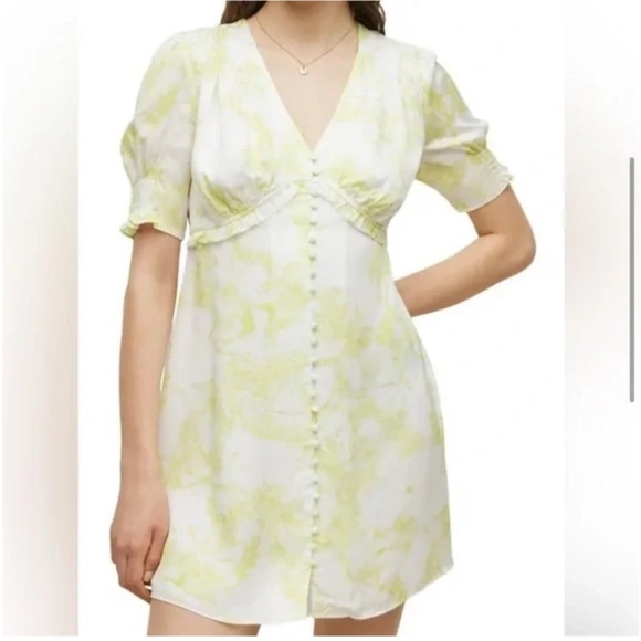 All Saints Demi Marais Dress Citrus Yellow Cocktail Dress 8 - Picture 2 of 9